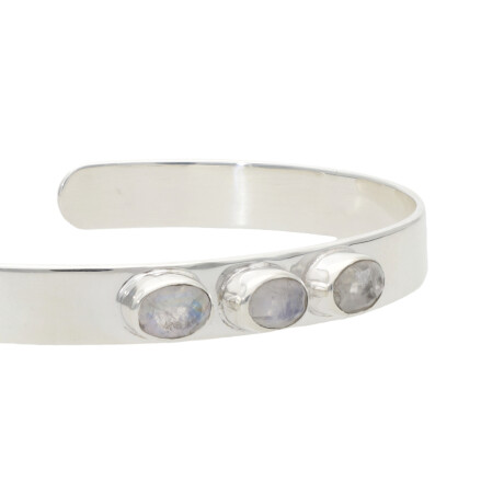 Pulsera Rigida Karvik Piedra de Luna Plata 925 0
