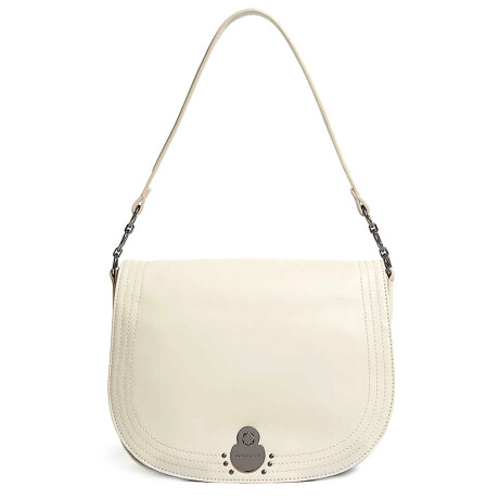 Longchamp -Cartera con solapa de cuero flexible, Cavalcade Beige