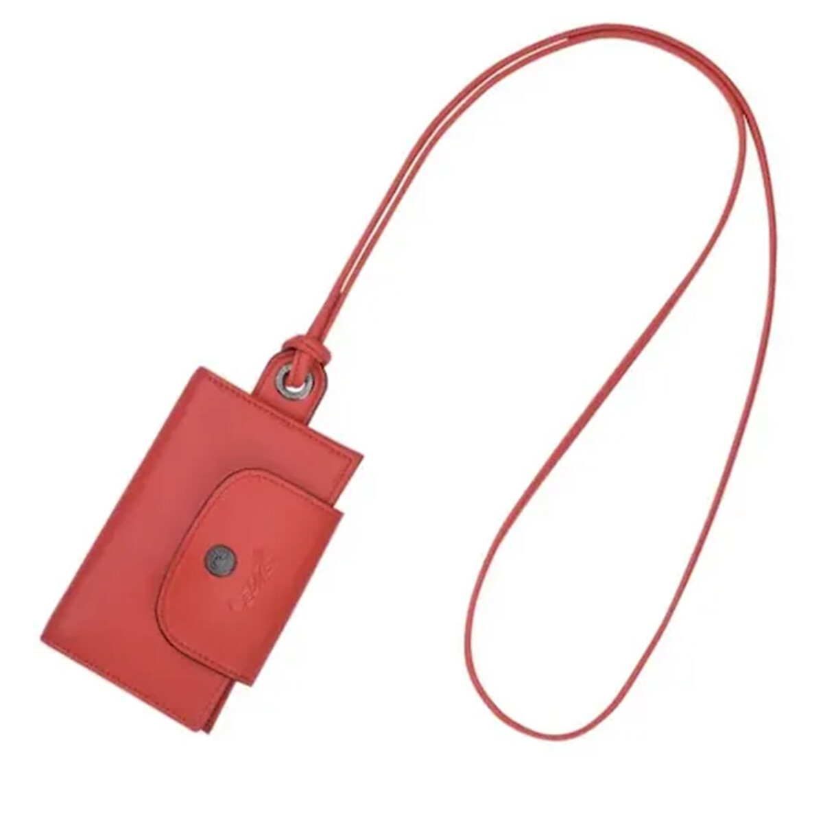 Longchamp -Tarjetero de cuero con solapa para colgar, Le pliage Cuir 
