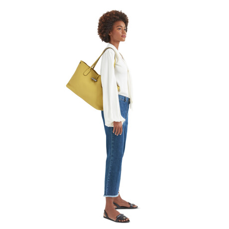 Longchamp -Cartera de cuero flexible, Roseau Essential Mostaza