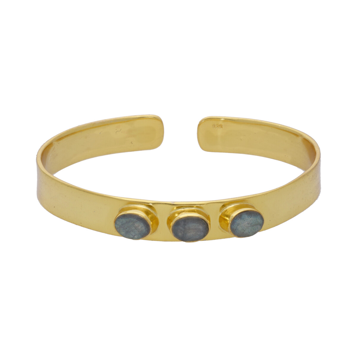 Pulsera Rigida Karvik Labradoritas Plata 925 Y Baño De Oro 