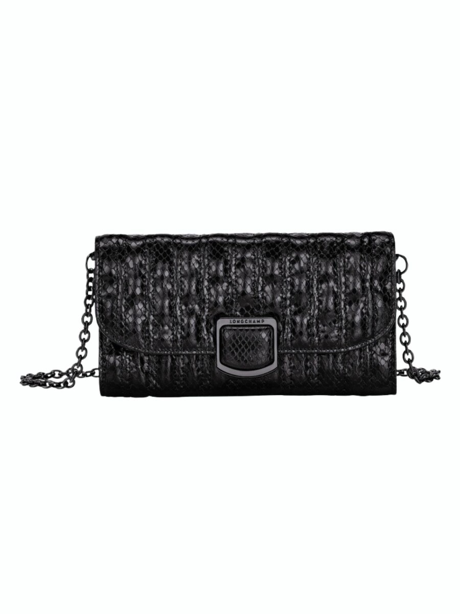 Longchamp -Sobre de cuero impreso pitón, con solapa, Brioche 