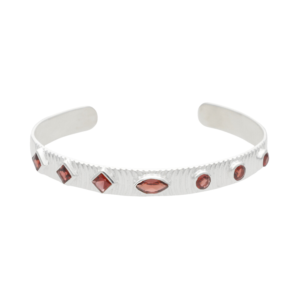 Pulsera Rigida Karvik Granate Plata 925 
